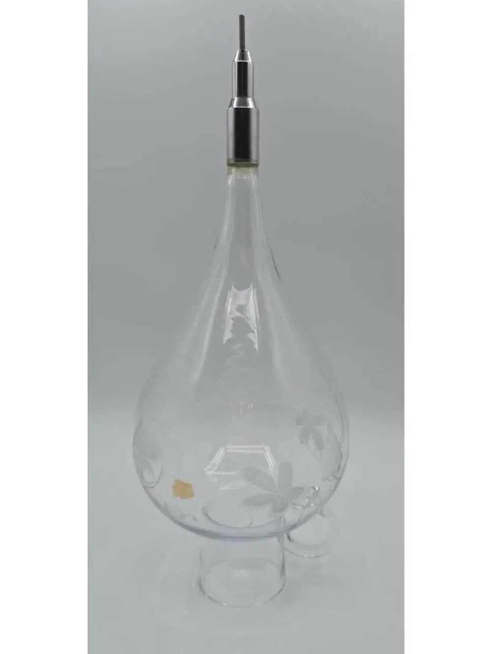 Vintage Etched Glass Decanter Dispenser w/ Floral GrapeDesign & Pour Spout